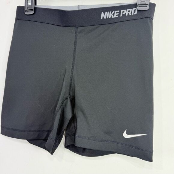 Nike Pro Black White Logo Athletic Bootie Shorts - Picture 4 of 14